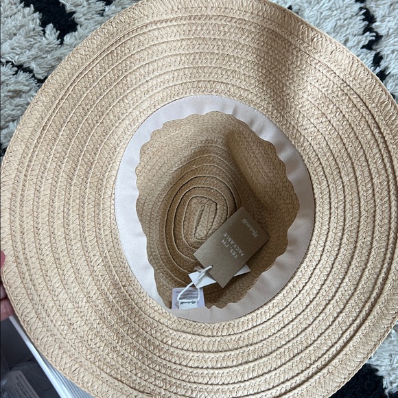 🪅New Madewell Neutral Packable Braided Straw Hat w Removable Black Band M/L nwt - Picture 5 of 7